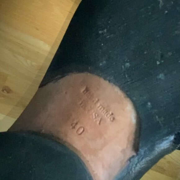 Elegant Black Bronze Leather Winter Riding Tall  Boots Handmade USA EU40 - Picture 7 of 10